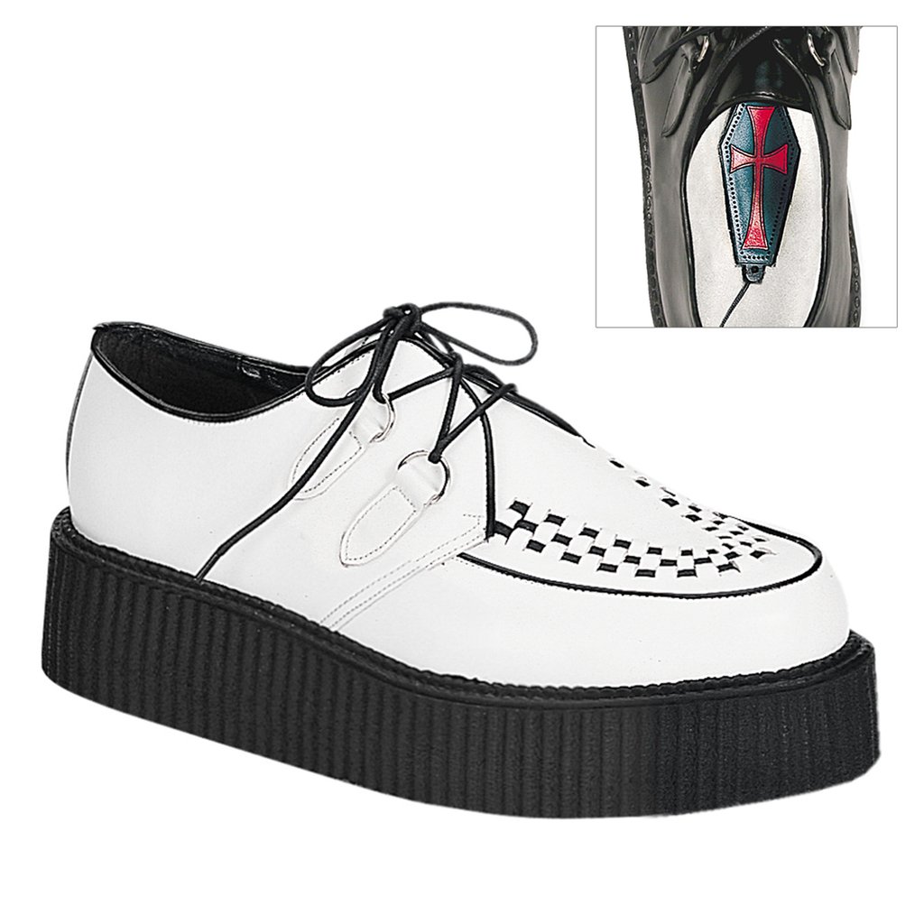 Creepers Demonia Creeper 402 Cuir Homme - Blanche 67209-QFHS